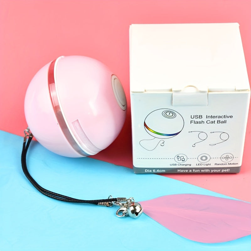 電動猫おもちゃ ボール LED羽根 猫をからかうボール 猫遊びおもちゃ USB充電式 猫用おもちゃ