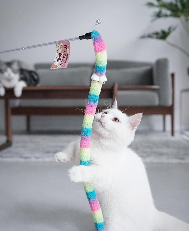 ベル付きおもしろ猫おもちゃ、おもしろ猫じゃらし、毛虫、猫おもちゃ