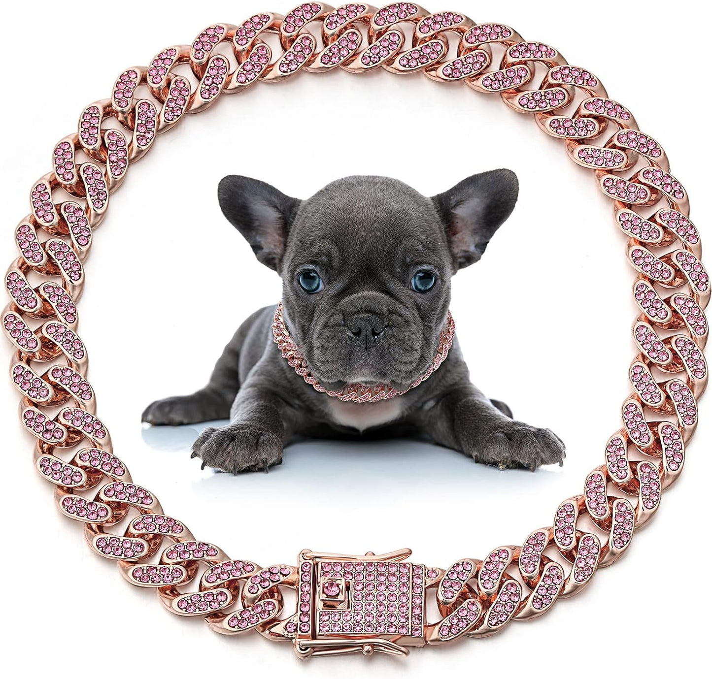 犬用ネックレス 金属製猫用チェーン ペット用クリスタルカラー ジュエリーアクセサリー 小型・中型・大型犬猫用