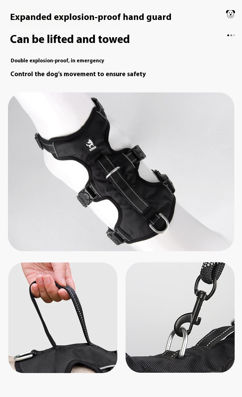 脱走防止大型犬用チェストハーネス オックスフォード布製リード ペット用品