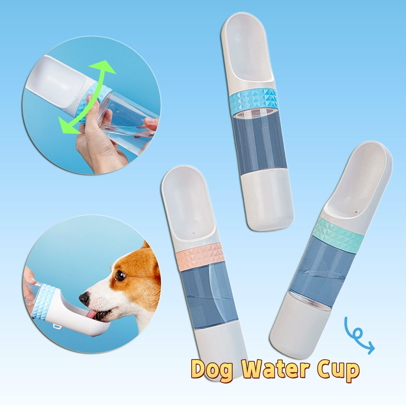 犬用水飲み器 ポータブルペット用品 水筒 犬用給水ボウルカップ 屋外旅行 犬猫用給水器
