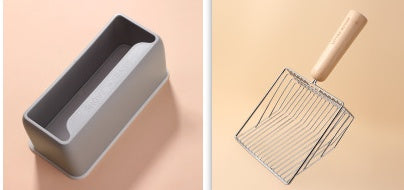 金属フィルター付き猫砂スコップセット ペットトイレクリーニングスクープ うんち処理ツール 大型木製ハンドル ペット用品