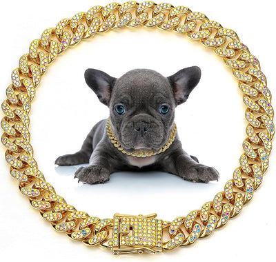 犬用ネックレス 金属製猫用チェーン ペット用クリスタルカラー ジュエリーアクセサリー 小型・中型・大型犬猫用