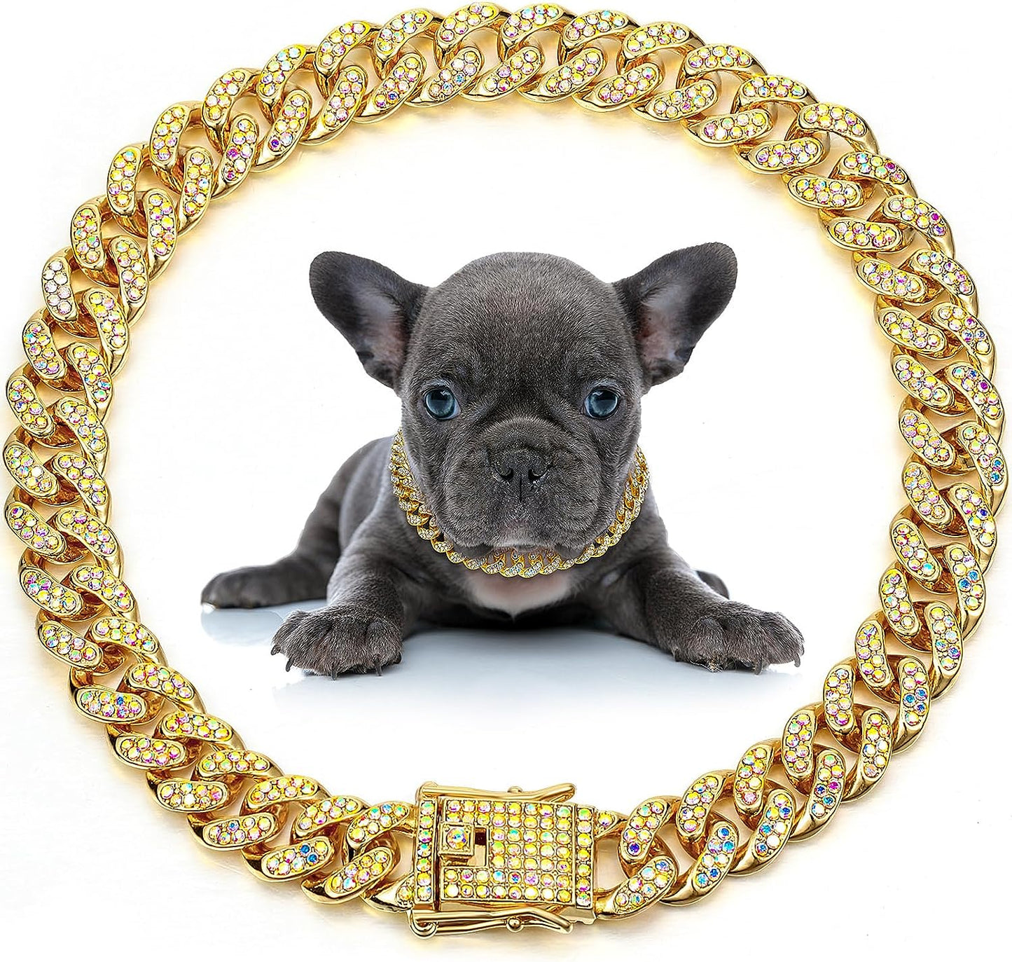 犬用ネックレス 金属製猫用チェーン ペット用クリスタルカラー ジュエリーアクセサリー 小型・中型・大型犬猫用