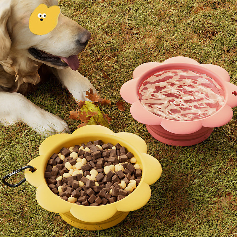 犬用折りたたみボウル シリコン製ペット用トラベルボウル フードウォーター給餌 BPAフリー 折りたたみカップ カラビナ付き