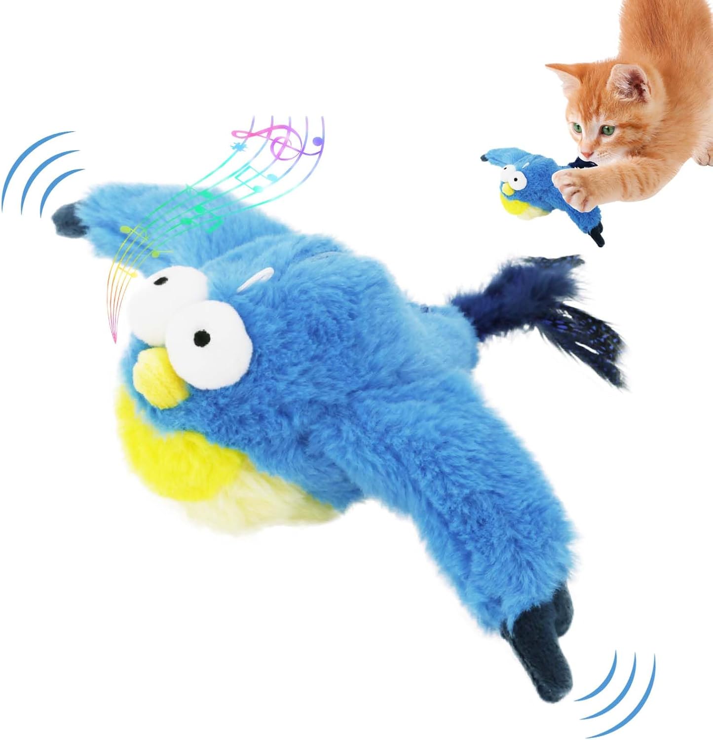 インタラクティブなさえずり鳥の猫のおもちゃ、新登場のインタラクティブな羽ばたくさえずり鳥の猫のおもちゃ、室内で退屈している猫のための羽ばたく鳥の猫のおもちゃ、羽ばたく鳥の猫のおもちゃ