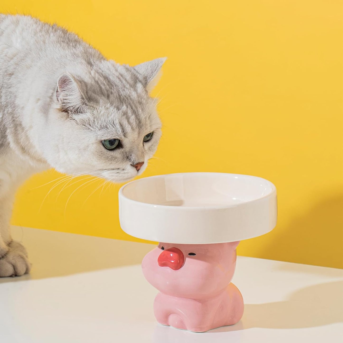 猫の餌入れ 脚付き 猫 フードボウル 高架 動物テーマ かわいい陶器製 猫ボウル 室内猫用 ペット ゆっくり食べる 水ボウル ヒゲが当たらない 黒い顎防止 洗いやすい