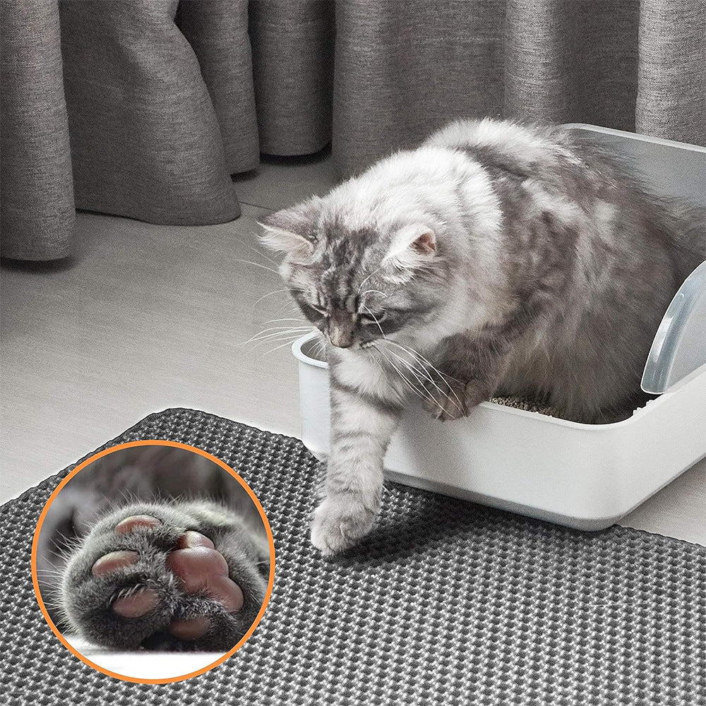 ペット猫用EVA二層洗面台マット 飛び散り防止フィルター砂 猫用トイレマット 耐摩耗性 傷防止 キャッテリーパッド