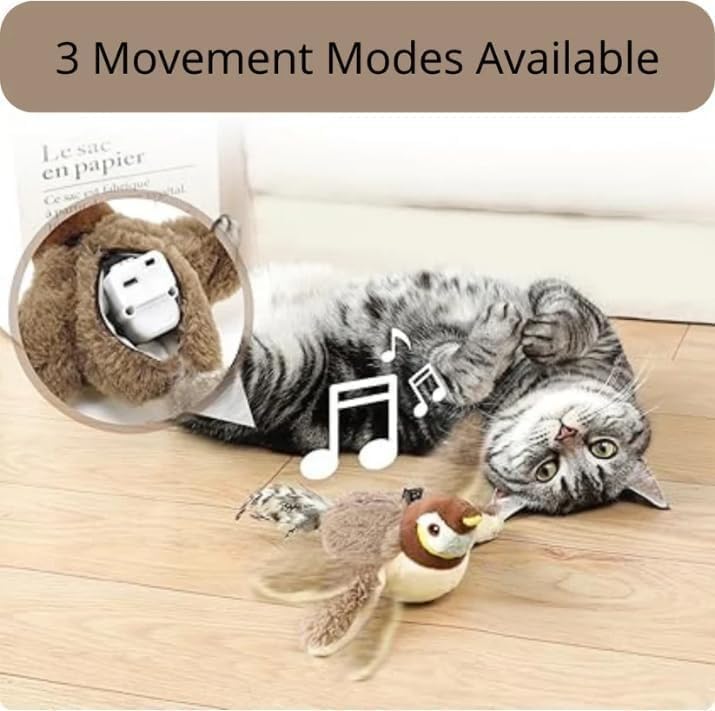 インタラクティブなさえずり鳥の猫のおもちゃ、新登場のインタラクティブな羽ばたくさえずり鳥の猫のおもちゃ、室内で退屈している猫のための羽ばたく鳥の猫のおもちゃ、羽ばたく鳥の猫のおもちゃ