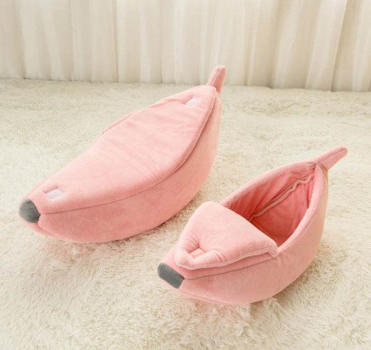 ペットハウス ドッグベッド バナナ型 ドッグハウス かわいいペット犬小屋 暖かい犬用ソファー 寝袋