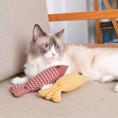 猫用おもちゃ 面白い猫 麻製 魚の枕 セルフ遊び 猫