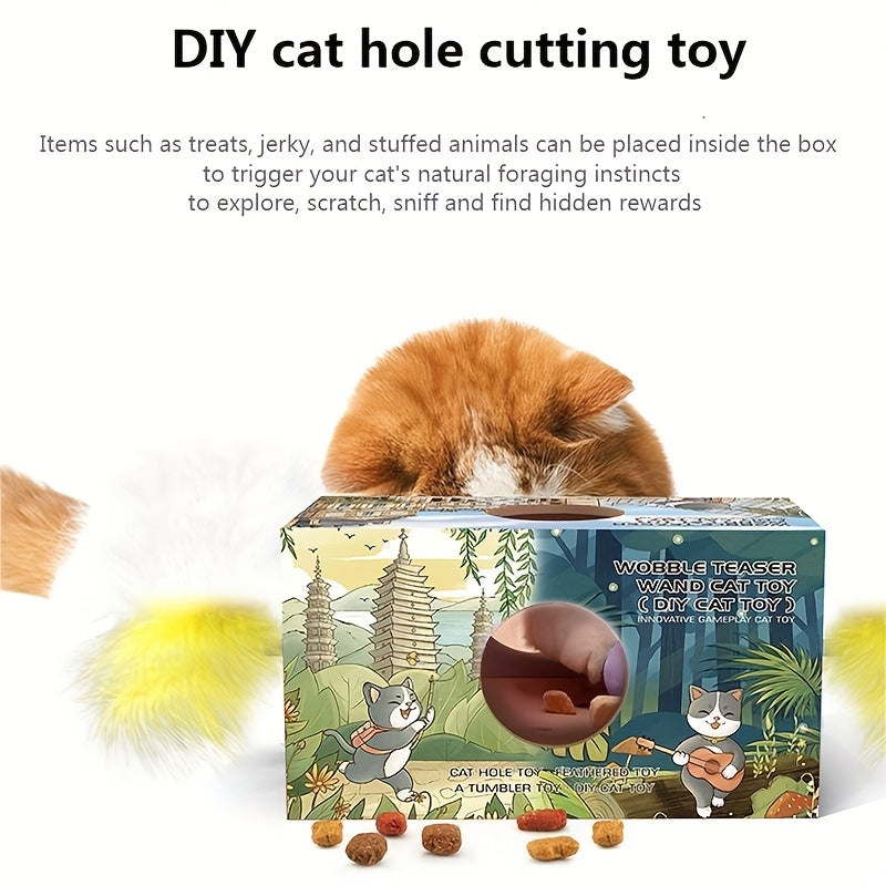 1点から2点の猫おもちゃ 猫スティック 猫タンブラー DIY猫おもちゃ カブ型猫スティック DIY猫穴カッティングおもちゃ