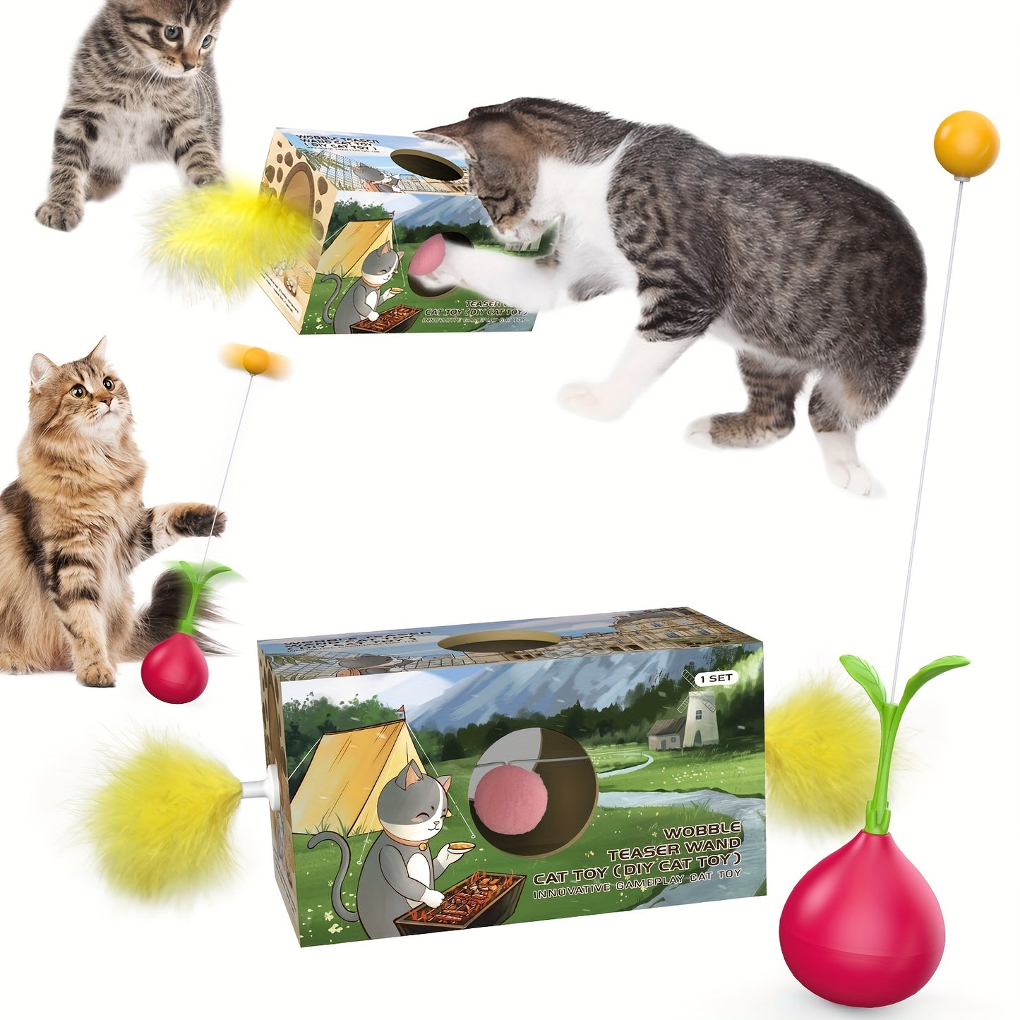 1点から2点の猫おもちゃ 猫スティック 猫タンブラー DIY猫おもちゃ カブ型猫スティック DIY猫穴カッティングおもちゃ