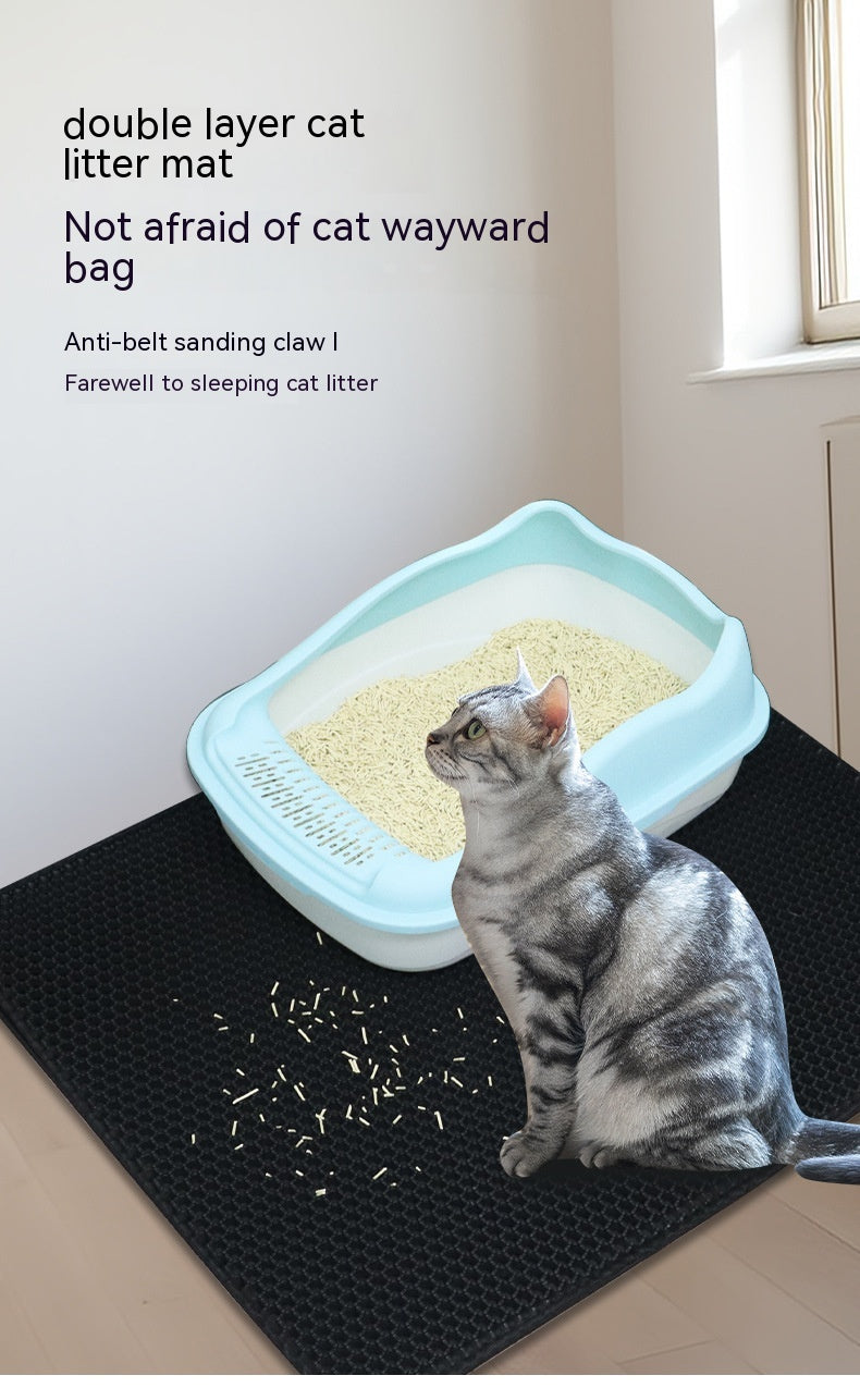 ペット猫用EVA二層洗面台マット 飛び散り防止フィルター砂 猫用トイレマット 耐摩耗性 傷防止 キャッテリーパッド