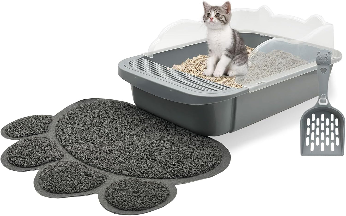 子猫用猫砂ふるい付きトイレ オープンタイプ ハイサイド 取り外し可能 小型ペット用トイレ 旅行用 猫用ミニトイレ