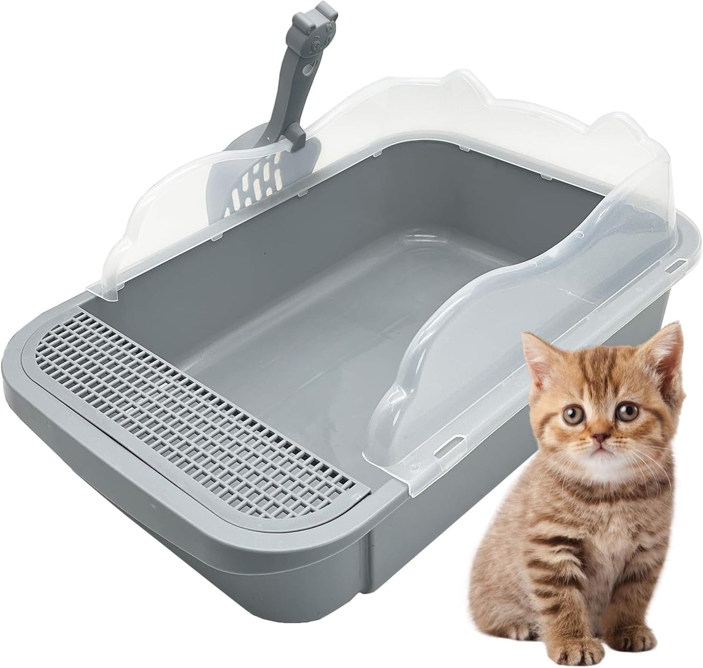 子猫用猫砂ふるい付きトイレ オープンタイプ ハイサイド 取り外し可能 小型ペット用トイレ 旅行用 猫用ミニトイレ