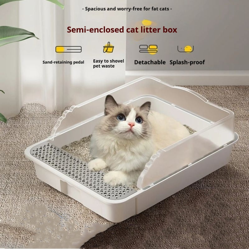 ペット用品 飛沫防止 トイレ 超大型猫用トイレ 半密閉型トイレ