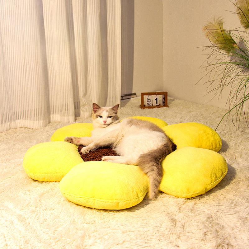 ペット用ネスト丸型フラワーネスト猫用ネスト冬用暖かいぬいぐるみ猫用ネストオールシーズン対応ケンネル