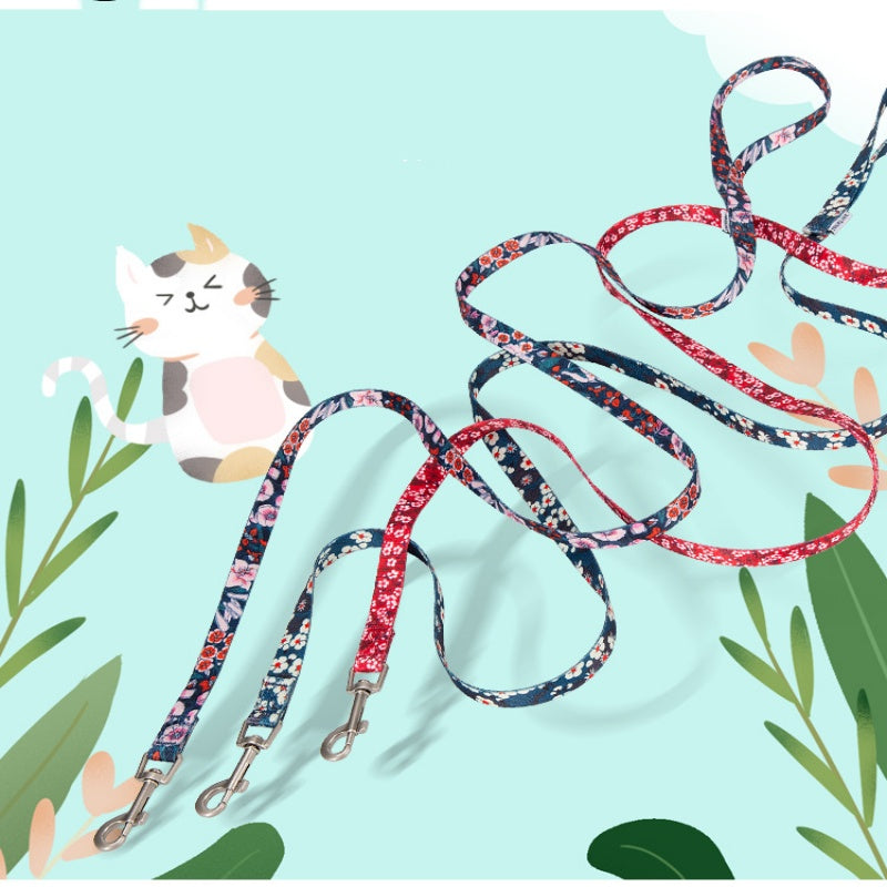 ペットの猫と犬用 花柄 手持ち ロープ式 耐久性 引っ張り防止