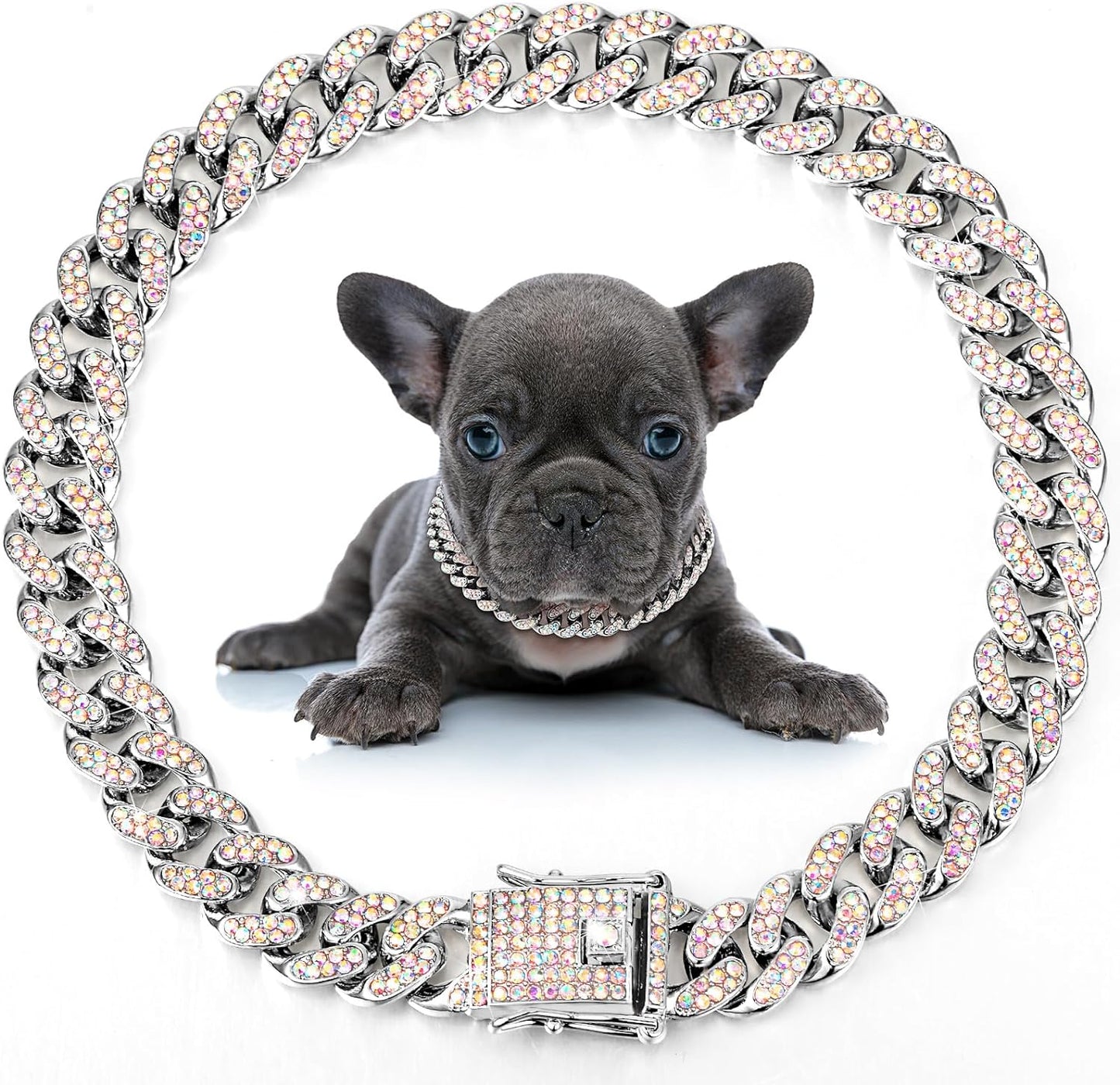 犬用ネックレス 金属製猫用チェーン ペット用クリスタルカラー ジュエリーアクセサリー 小型・中型・大型犬猫用