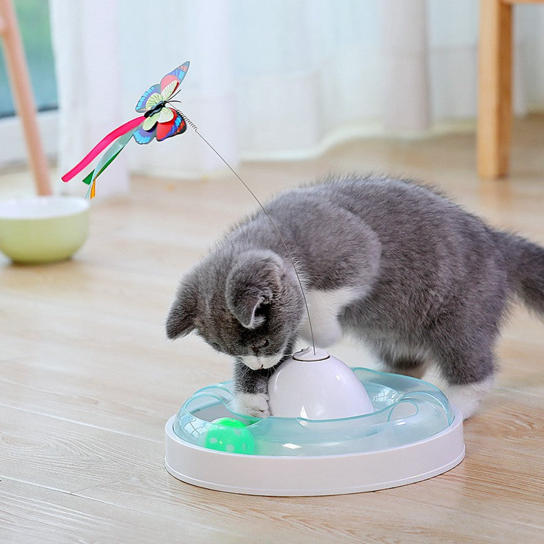 チョウおもちゃの面白猫スティック、猫のターンテーブル