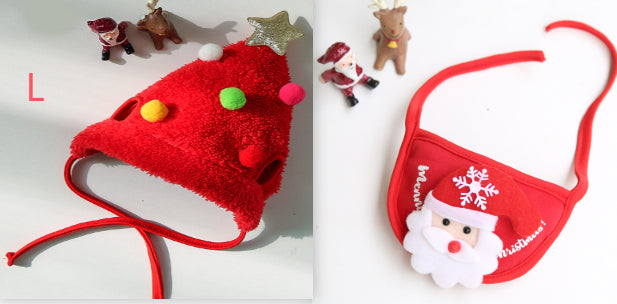 犬 猫 ペット クリスマスハット よだれかけ ポメラニアン 秋冬用衣類