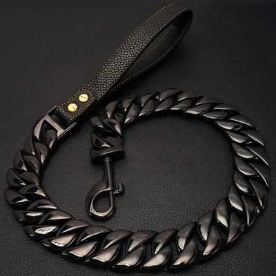 32MM ステンレス鋼鋳造チタンスチール犬用リード ゴールド大型犬用手持ちロープ