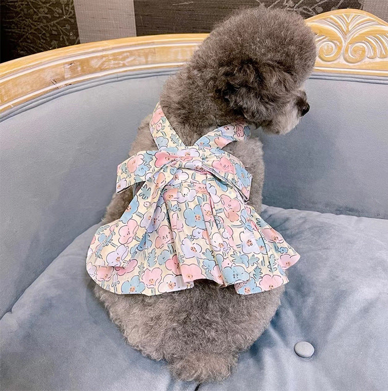 犬用ユニバーサルコットン青白スカート、手持ちロープ付き
