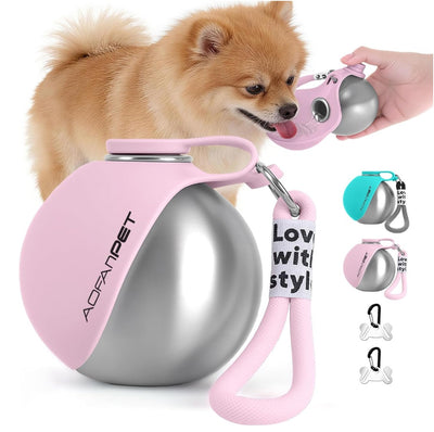 クリエイティブポータブル屋外ペットステンレス製水筒小型犬用ウォーターボトル便利な犬用ドリンクディスペンサー子犬旅行用ポータブル水飲みボウルペット用品