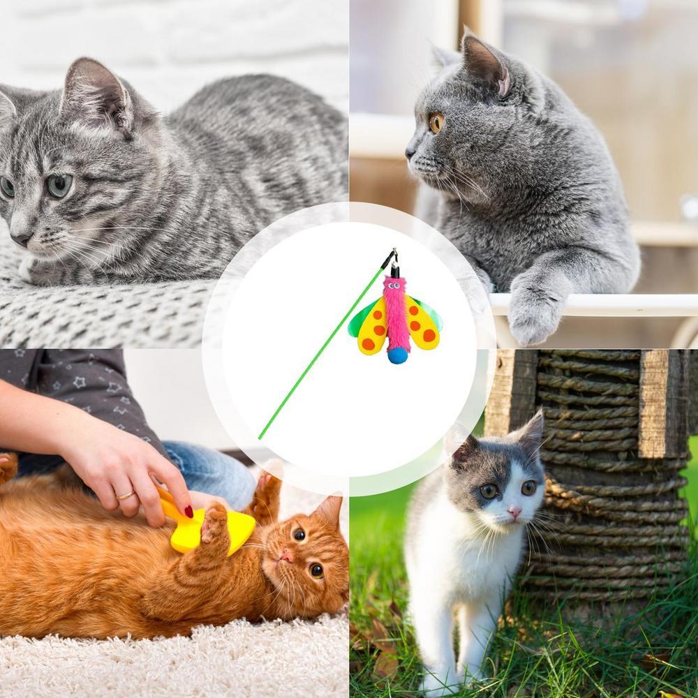 猫用おもちゃ 猫じゃらし 鈴付き トンボ 猫スティックおもちゃ インタラクティブペット玩具 猫用じゃらし 屋内猫用