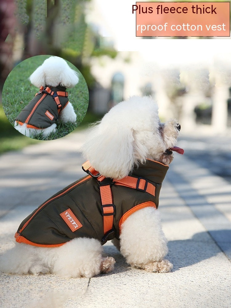 ペット用冬服 プラスベルベット 厚手 綿入り 防寒 犬用ベスト 二本足 小型犬 中型犬 スキースーツ