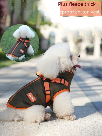 ペット用冬服 プラスベルベット 厚手 綿入り 防寒 犬用ベスト 二本足 小型犬 中型犬 スキースーツ