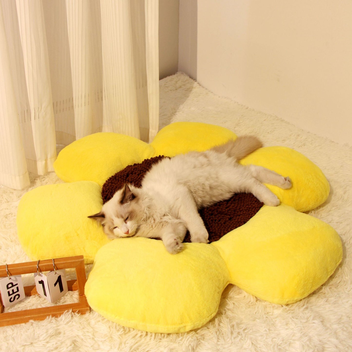ペット用ネスト丸型フラワーネスト猫用ネスト冬用暖かいぬいぐるみ猫用ネストオールシーズン対応ケンネル