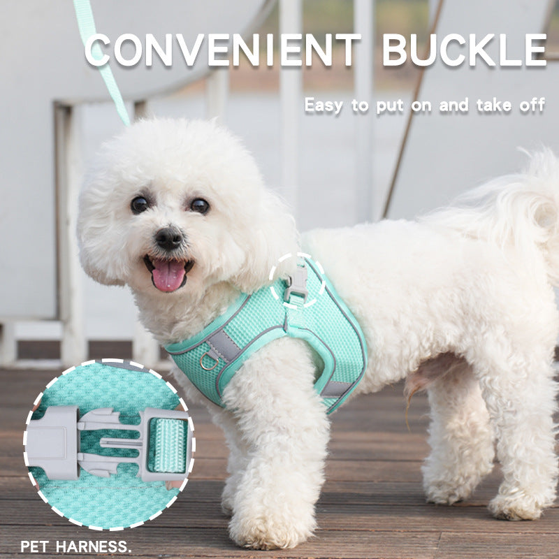 ペットハーネス 反射格子縞 犬用手持ちベスト ドッグロープ