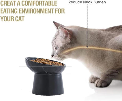 猫用陶器製脚付きフードボウル　傾斜つき高架式ペットフィーダー皿　猫・小型犬用　ストレスフリー　食器洗い機・電子レンジ対応
