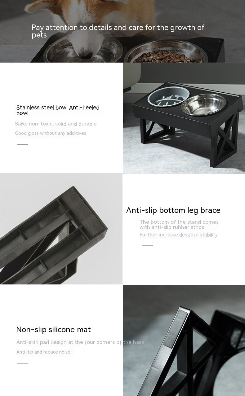 ペット用 高さ調節可能 ステンレス製 垂直 早食い防止 スロードッグボウル