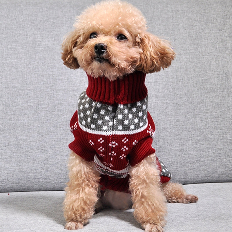 クリスマス メープル スノーフレーク タートルネック ニット セーター ペット服