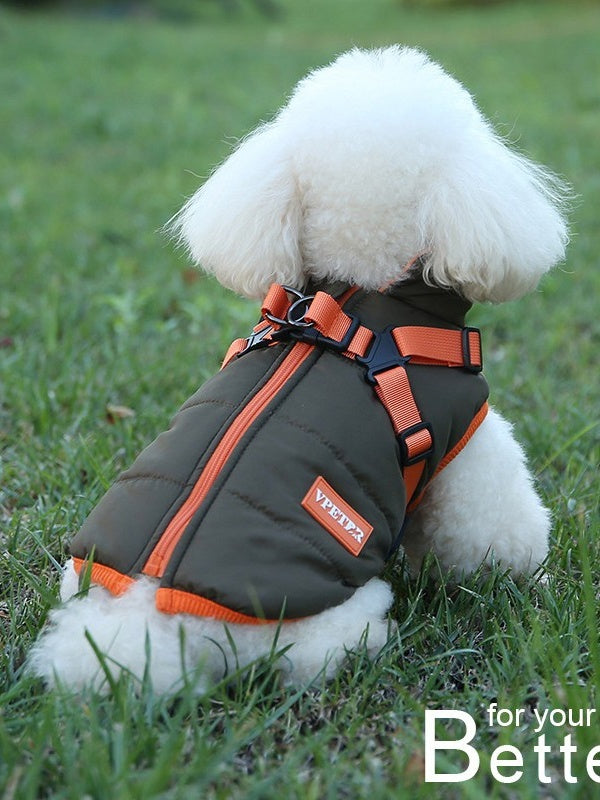 ペット用冬服 プラスベルベット 厚手 綿入り 防寒 犬用ベスト 二本足 小型犬 中型犬 スキースーツ