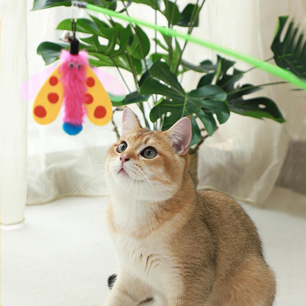 猫用おもちゃ 猫じゃらし 鈴付き トンボ 猫スティックおもちゃ インタラクティブペット玩具 猫用じゃらし 屋内猫用