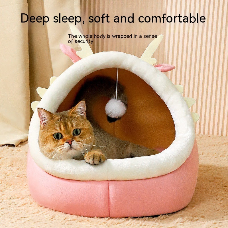 猫の巣 半密閉型 冬用 暖かいペットの猫の巣 子猫用