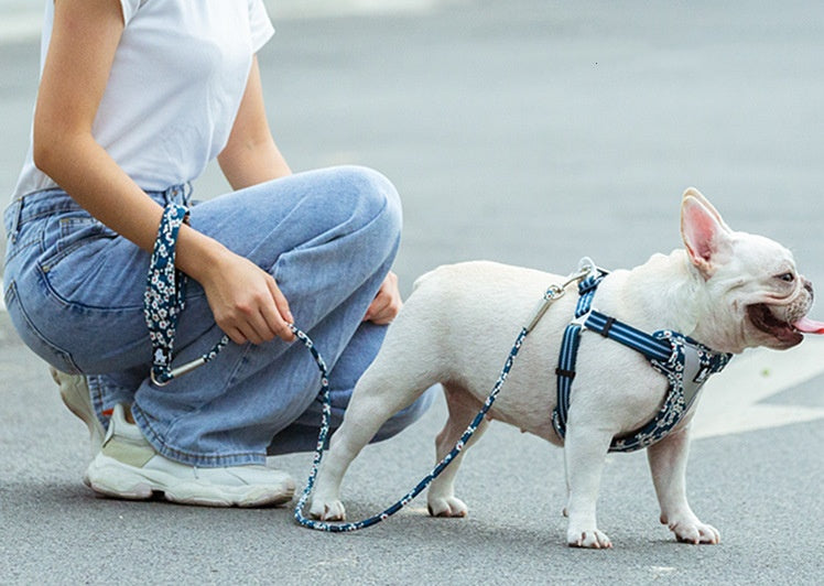 屋外ペット犬花柄丸型手持ちリード