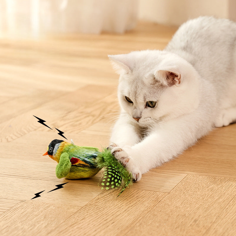 Flappy Chase 猫おもちゃ、Flappy Chase 鳥 猫おもちゃ、FlappyChase インタラクティブ 猫おもちゃ、Chirping Bird 猫おもちゃ 羽ばたく、Flying インタラクティブ シミュレーション 電動 スズメ 揺れる鳥