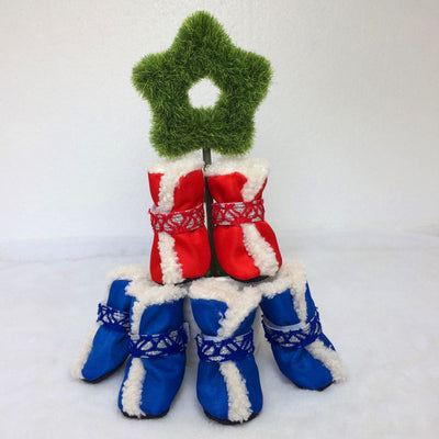 クリスマス ペット用シューズ コットン スノーブーツ パッド入り 防水
