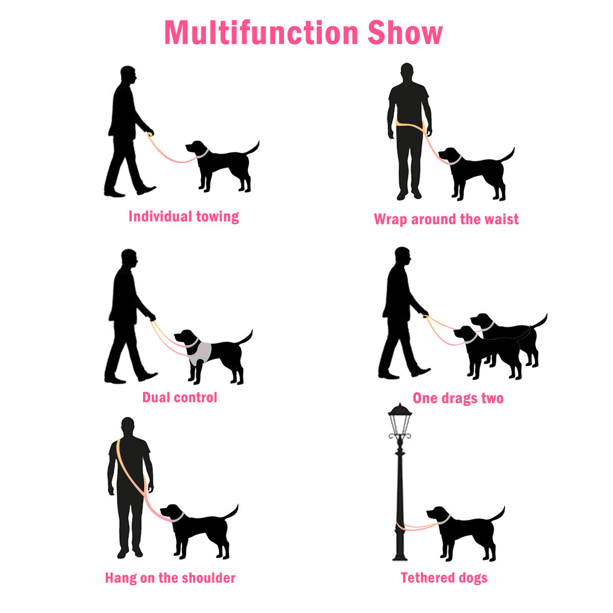 ペット犬猫散歩多目的反射手持ちリード