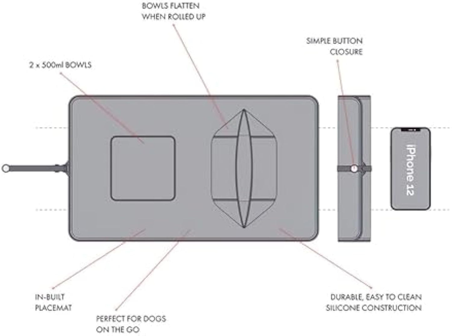 犬猫用携帯用シリコン製ペットフィーダー 折りたたみ式フード・水入れ