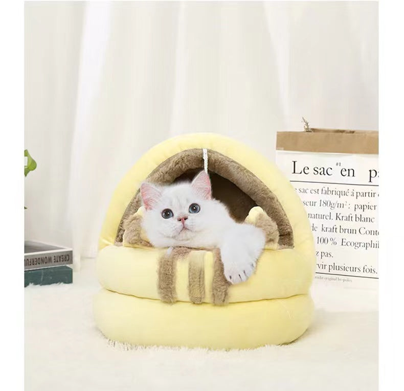 猫用寝床 半密閉型 猫用寝床ハウス 涼しい夏の隠れ家