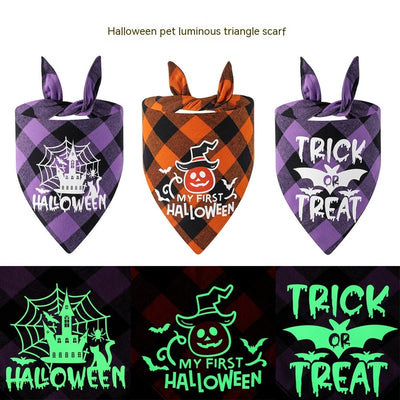 格子縞発光ハロウィンペット用よだれかけ