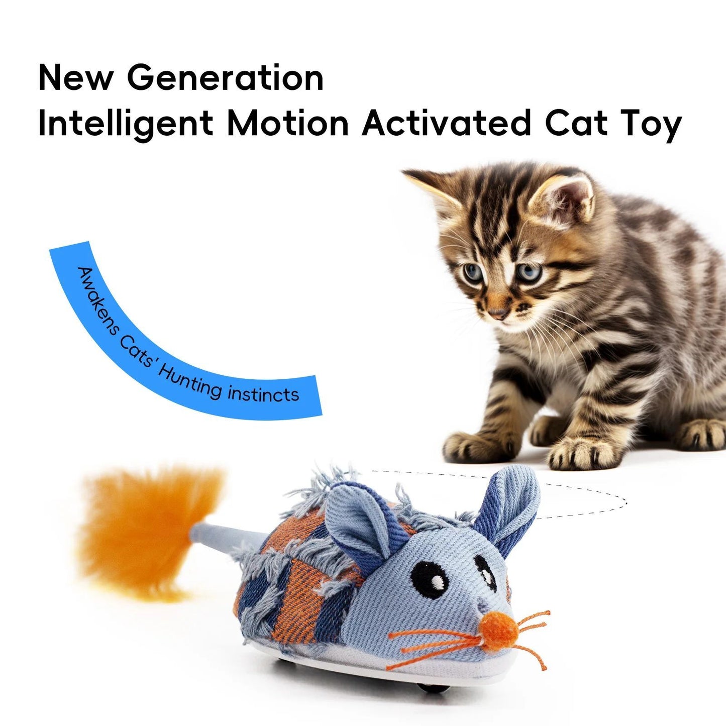NEW 電動猫おもちゃ 動くネズミ 猫用インタラクティブおもちゃ 充電式バッテリー サウンドボックス 猫用ネズミ 羽根付き