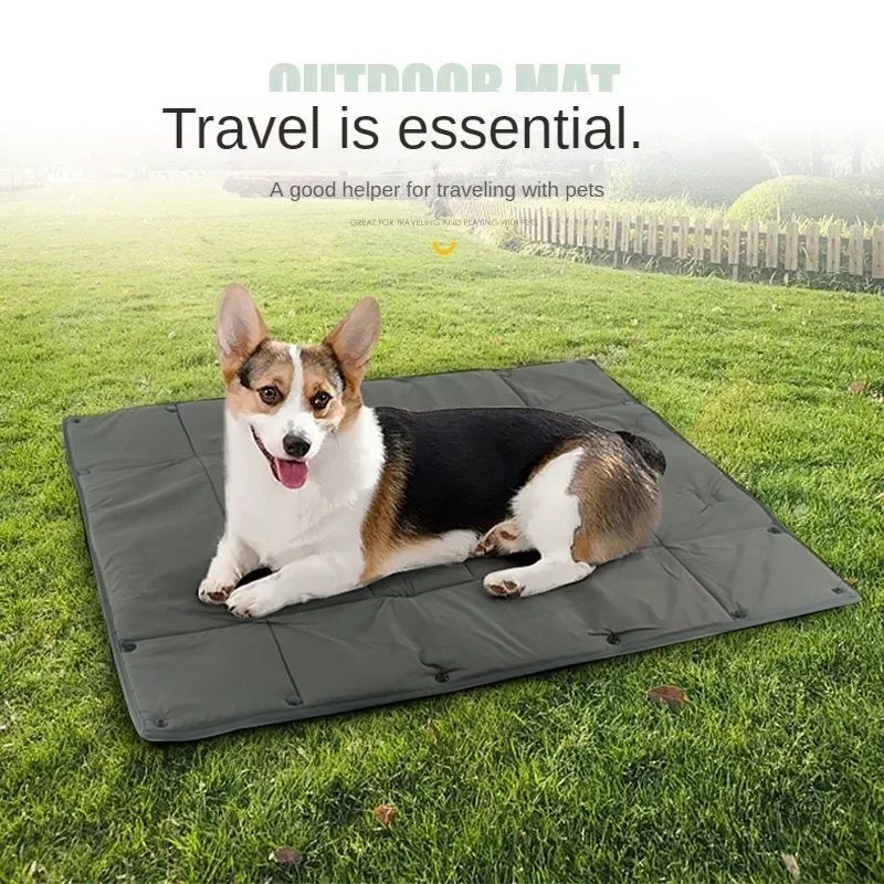 ポータブル犬用トラベルベッド、3-in-1ペットキャリー、マット兼クッション、折りたたみ式、防水・防汚ケンネル