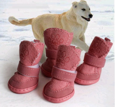 犬用靴 ペット用靴 ラムスキン スノーシューズ コットンシューズ カーキ